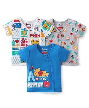 Babyhug Disney 100% Cotton Knit Half Sleeves Front Open Jhablas with Winnie the Pooh Graphics Pack Of 3 - Multicolour