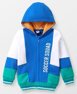 Babyhug Cotton Full Sleeves Cut & Sew Sweatjacket With Hood HD Print - Multicolour