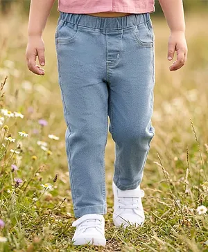 Babyhug Cotton Denim Washed Full
                              Length Jeggings with Stretch - Light Blue