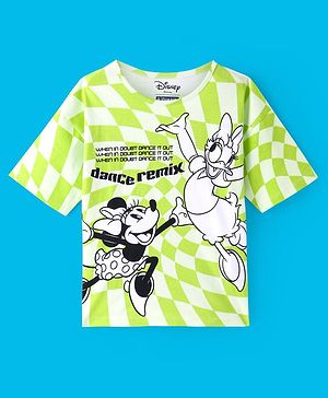 Pine Kids Disney Half Sleeves Drop Shoulder T-Shirt with Minnie Mouse Graphics - Green