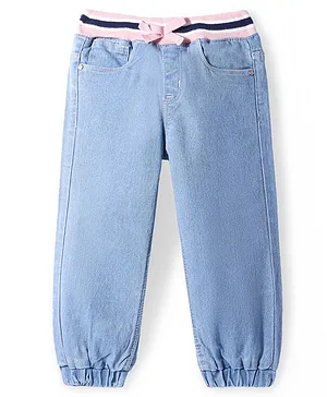 Babyhug
                              Denim Full Length Joggers with Bow
                              Applique - Light Blue
