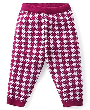 Babyhug Full Length Fleece and Woolen Lounge Pant Abstract Design - Wine