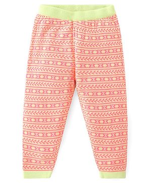 Babyhug Knit Full Length Fleece Bottom with Stripes - Multicolour