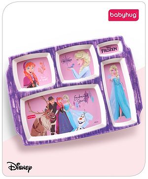 Babyhug Disney Frozen Princess 5 sectioned Melamine Plate - Multicolor