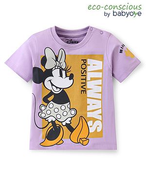 Babyoye Disney 100% Cotton Knit Half Sleeve T-Shirt with Minnie Mouse Graphics - Purple