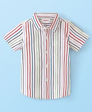 Babyhug Cotton Woven Half Sleeves Striped Shirt - Multicolour
