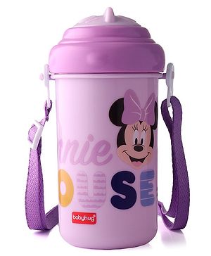 Babyhug Disney Straw Sipper with Strap & Minnie Mouse Print - 360 ml