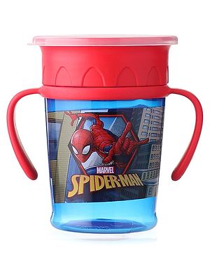 Babyhug Marvel 360 Degree Spill Proof  Spiderman Printed Sipper Blue & Red - 270 ml