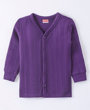 Babyhug Front Open Full Sleeves Thermal Vest - Purple