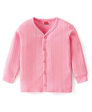 Babyhug Full Sleeves Front Open Solid Thermal Vest - Pink