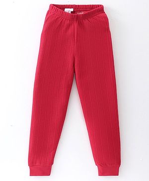 Babyhug  Full Length Legging Thermal with Striped Design  - Red