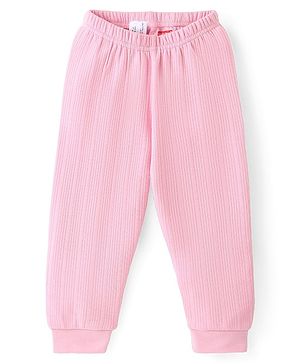 Babyhug Cotton Full Length Thermal Leggings Solid Colour - Pink