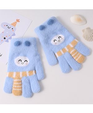 Babyhug Woollen Designed Gloves - Light Blue
