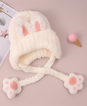Babyhug Woolen Cap with Knot - White