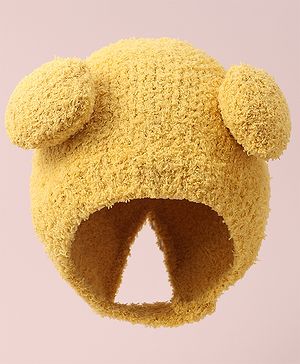 Babyhug Woollen Cap with Applique - Yellow