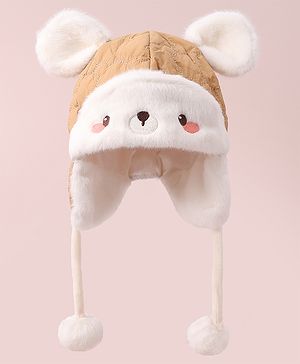 Babyhug Woollen Cap with Knot & Applique - Khaki