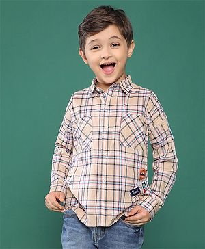 Tales & Stories Full Sleeves Checked Shirt - Beige
