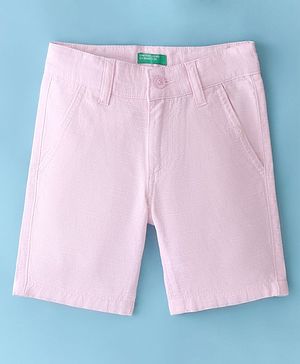 UCB Cotton Woven Knee Length Shorts Solid Colour - Pink