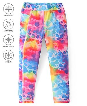 Pine Active Knit Full Length Super Stretch Leggings With Abstract Print - Multicolor
