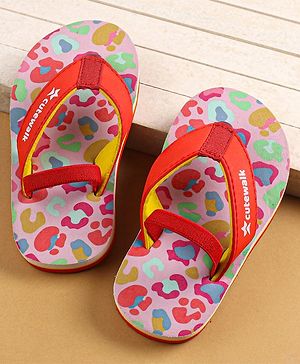 Cute Walk by Babyhug Slip On Flip Flops with Back Strap Closure - Red