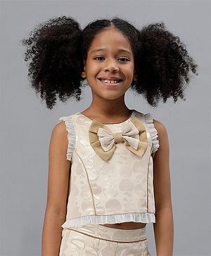 One Friday Sleeveless Bow Detailed Top - Beige