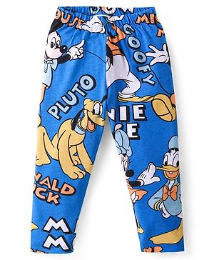 Babyhug Disney Cotton Lycra Full Length Legging with Mickey Mouse & Friends Print - Blue