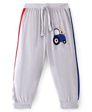 Babyhug Cotton Knit Full Length Lounge Pant with Vehicle Print - Grey