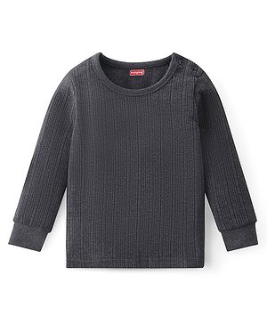 Babyhug Cotton Full Sleeves Pull Over Solid Thermal Vest - Dark Grey