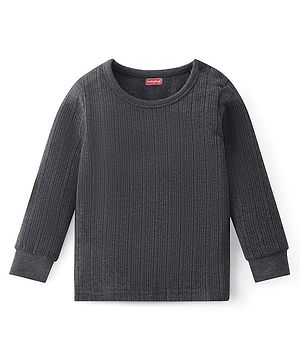 Babyhug Cotton Full Sleeves Pull Over Solid Thermal Vest - Dark Grey