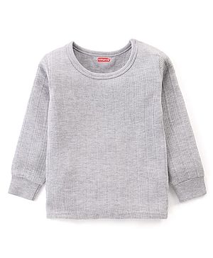 Babyhug Pull Over Full Sleeves Solid Color Thermal Vest - Light Grey