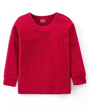 Babyhug  Pull Over Full Sleeve  Thermal Vest with Striped Design - Red