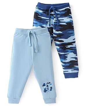 Babyhug Cotton Knit Full Length Lounge Pants Camouflage Print Pack of 2 - Multicolour