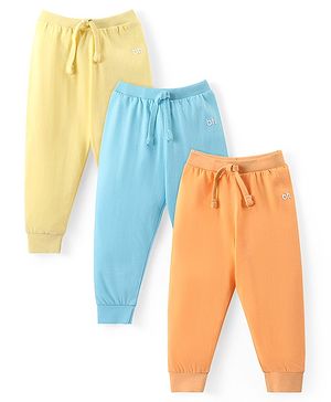 Babyhug Cotton Knit Full Length Lounge Pants Solid Colour Pack of 3 - Multicolour
