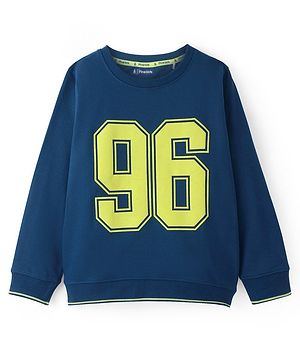 Pine Kids Knit Full Sleeves Sweatshirt Number Print - Navy Blue