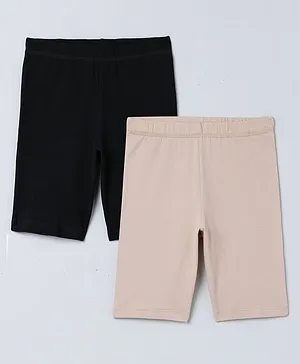 Charm n Cherish Pack Of 2 Solid Solid
                              Shorts - Black & Beige