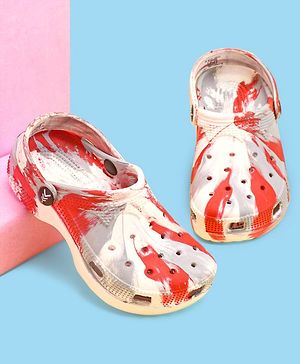 Pine Kids Clogs with Back Straps - White & Red (Print May Vary)