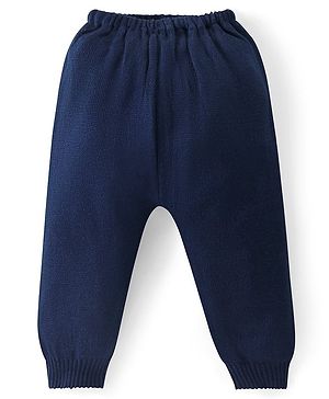 Babyhug Full Length Fleece & Woollen Pant Solid Colour - Navy Blue