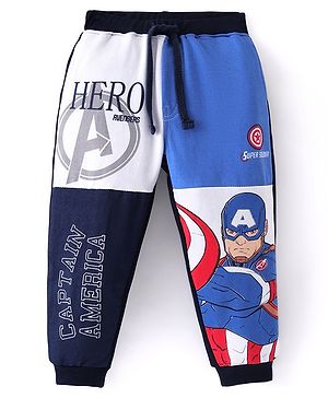 Babyhug Marvel Cotton Knit Full Length Lounge Pant with Avengers Graphics - Multicolour