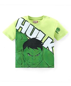 Babyhug Marvel Cotton Knit Half Sleeves T-shirt with Hulk Graphics - Green