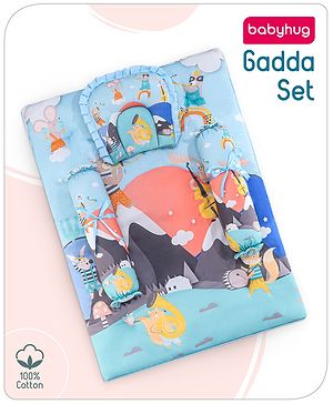Babyhug Cotton Bedding Set Musical Squirrel Print- Multicolour