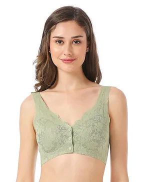 Bella Mama Cotton Nursing Padded Bra
                              Floral Design - Green