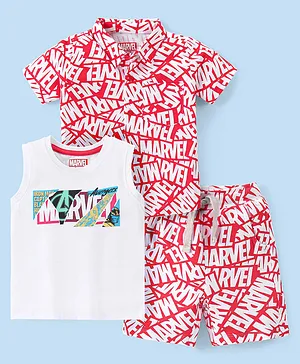 Babyhug Marvel Single Jersey Half Sleeves T-Shirt And Shorts Set With Spiderman Graphics - Red main image 0