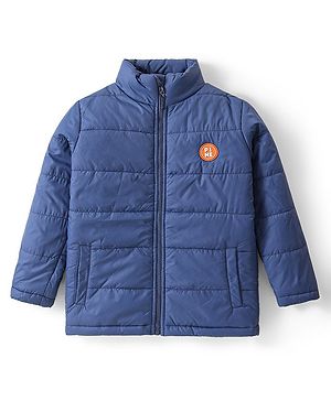 Pine Kids Full Sleeves Solid Puffer Jacket - Teal Blue