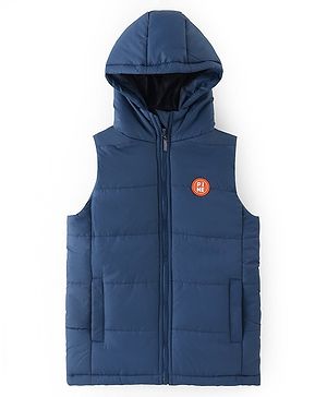 Pine Kids Sleevless Padded Hooded Jacket with Solid Colour - Airforce (Navy Blue)
