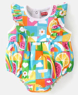 Babyhug 100% Cotton Knit Sleeveless Onesies with Fruity Print -Multicolour