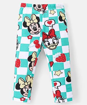 Babyhug Disney Cotton Knit Full Length Leggings with Minnie Mouse Print - Multicolour