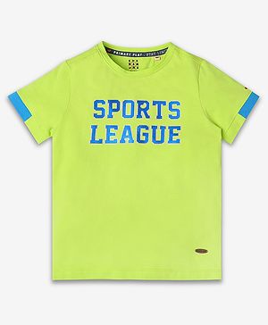 Ed-a-Mamma Half Sleeves Sports League Text Printed Tee - Green