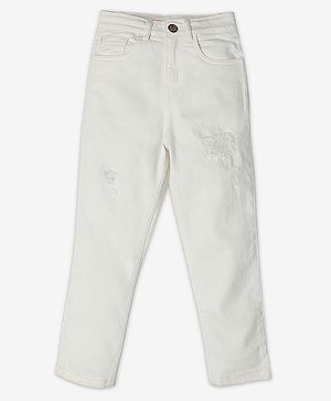 Ed-a-Mamma Mild Distressed Denim Jeans - Off White