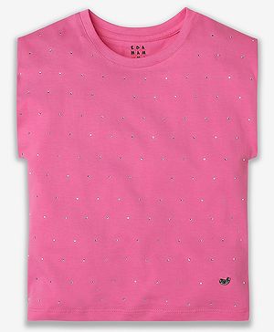 Ed-a-Mamma Short Sleeves Beads Embellished Tee - Pink