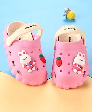 Cute Walk by Babyhug Clogs with Backstrap Bunny Applique - Pink